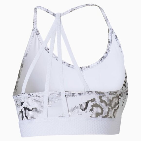 PUMA Untamed Sports Bra Crop Tank Top Snakeskin Print White Silver Low impact XS - Picture 9 of 16